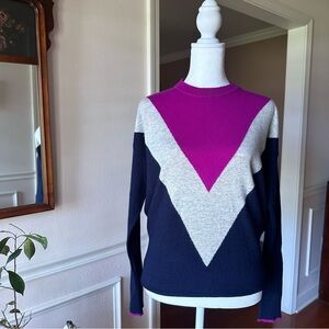 Cashmere blend sweater vintage brand Needle size small color block crew neck